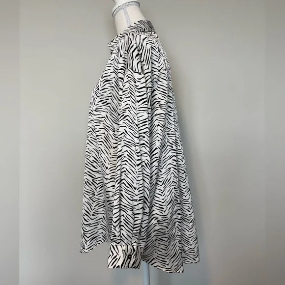 Zara Zebra Print Button Down Blouse XS Silky Long Sleeve - Picture 3 of 9
